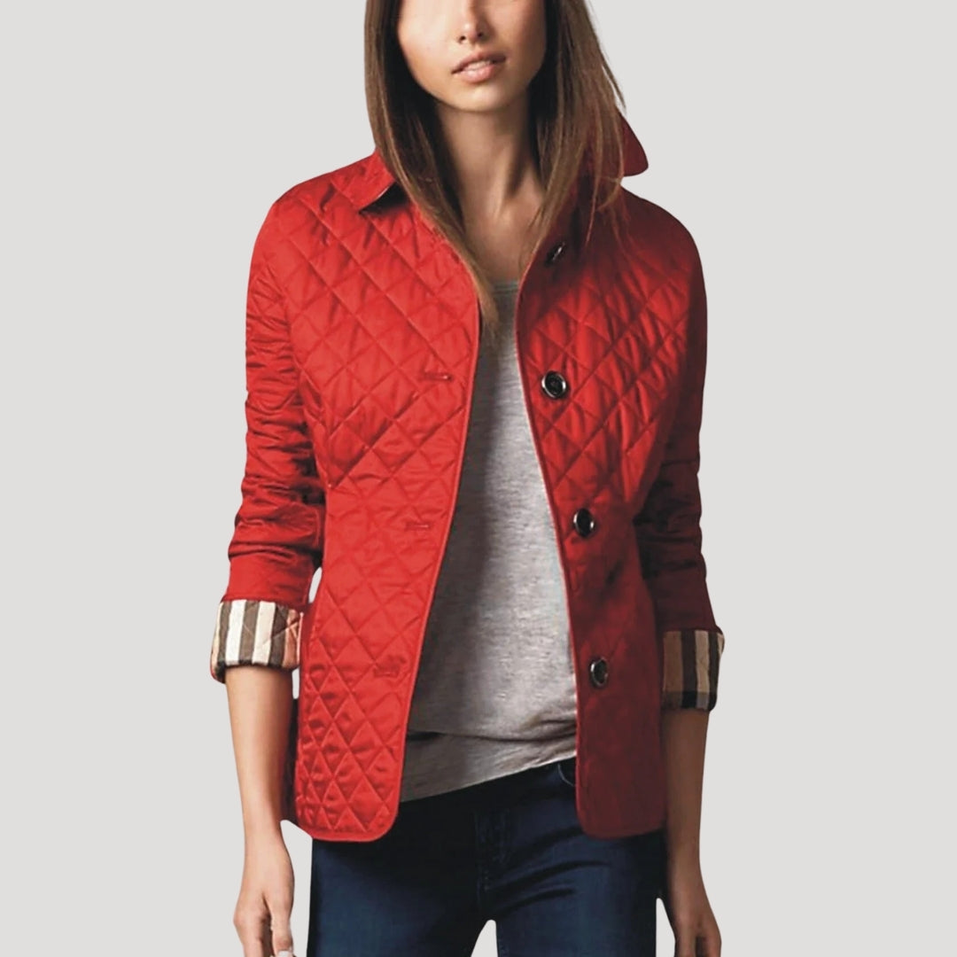 Damen - Leicht wattierte Sommerjacke - Diamantstrick - Perfekt für warme Tage und lässige Outfits