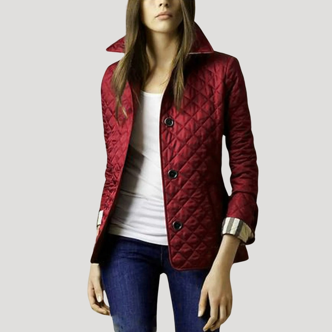 Damen - Leicht wattierte Sommerjacke - Diamantstrick - Perfekt für warme Tage und lässige Outfits