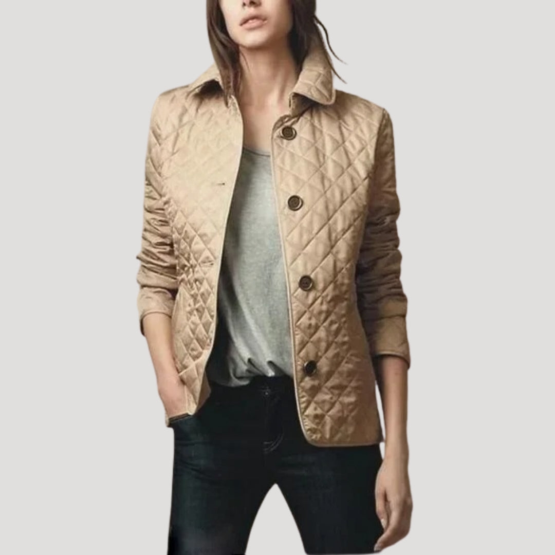 Damen - Leicht wattierte Sommerjacke - Diamantstrick - Perfekt für warme Tage und lässige Outfits