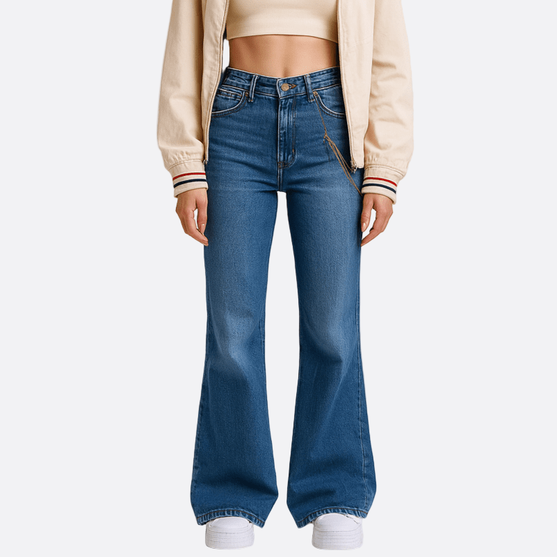 Damen - Ausgestellte Denim Jeans - Mittlere Taille - Trendy, Bequem und Vielseitig für Jeden Anlass