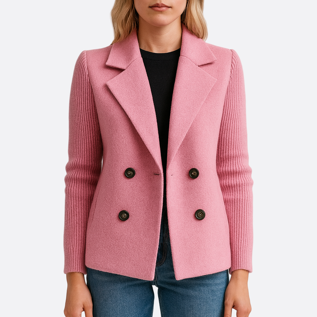 Damen - Blazerjacke mit Puffärmeln - Wollmischung - Elegante und Stilvolle Oberbekleidung