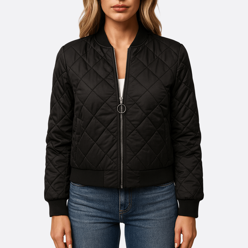 Damen - Bomberjacke - Schwarze Steppmuster - Stylische jacke für jeden Anlass