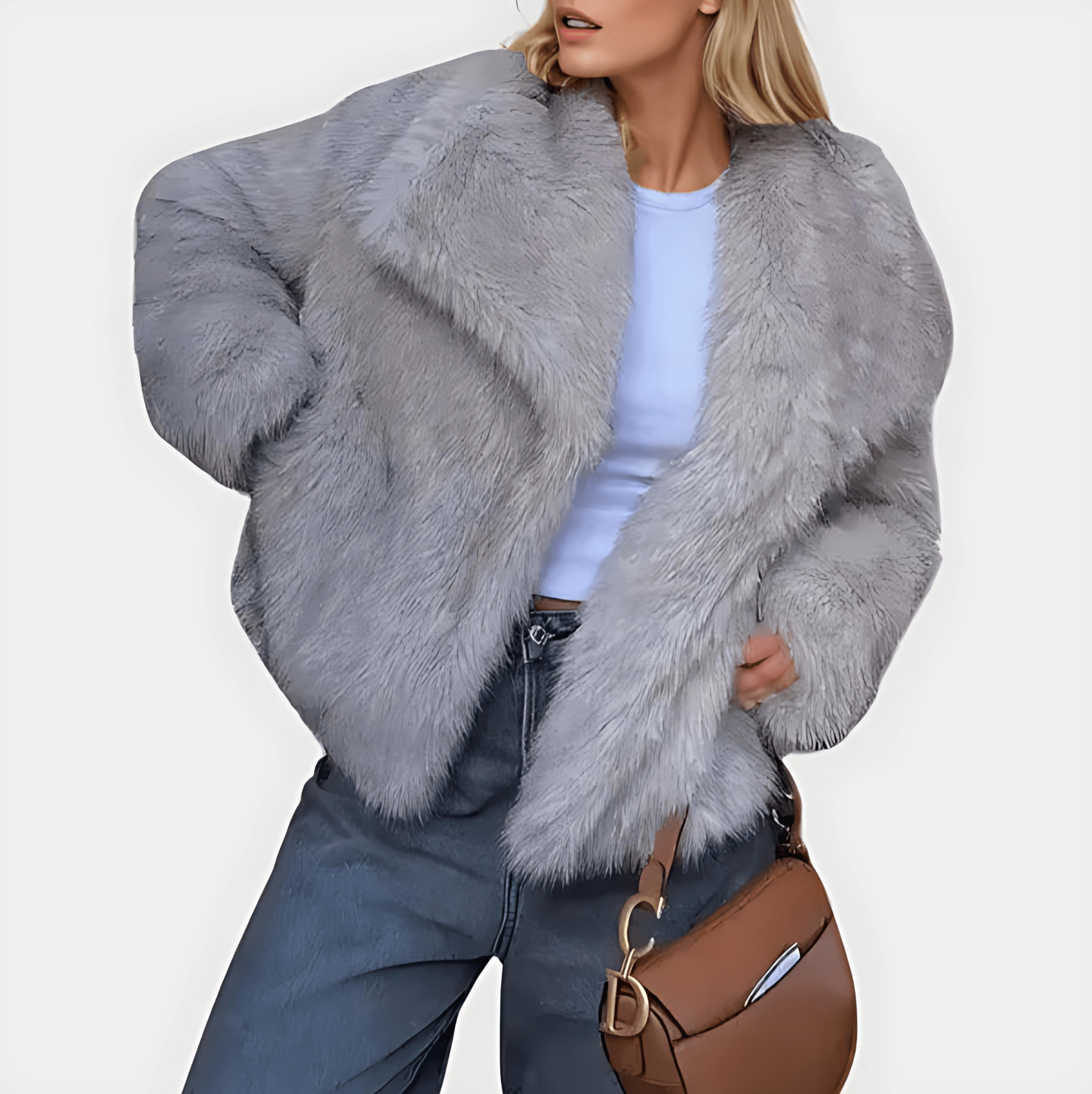 Damen - Elegante Kunstfell Jacke - Kuscheliger Stil - Modische Damenjacke für kalte Tage