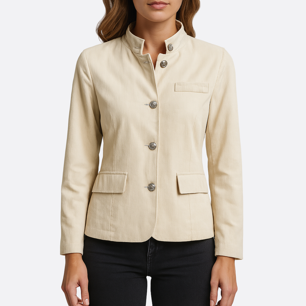 Damen - Elegante Stehkragen Jacke - Hochwertiger Stoff - Stilvolle Oberbekleidung für jeden Anlass