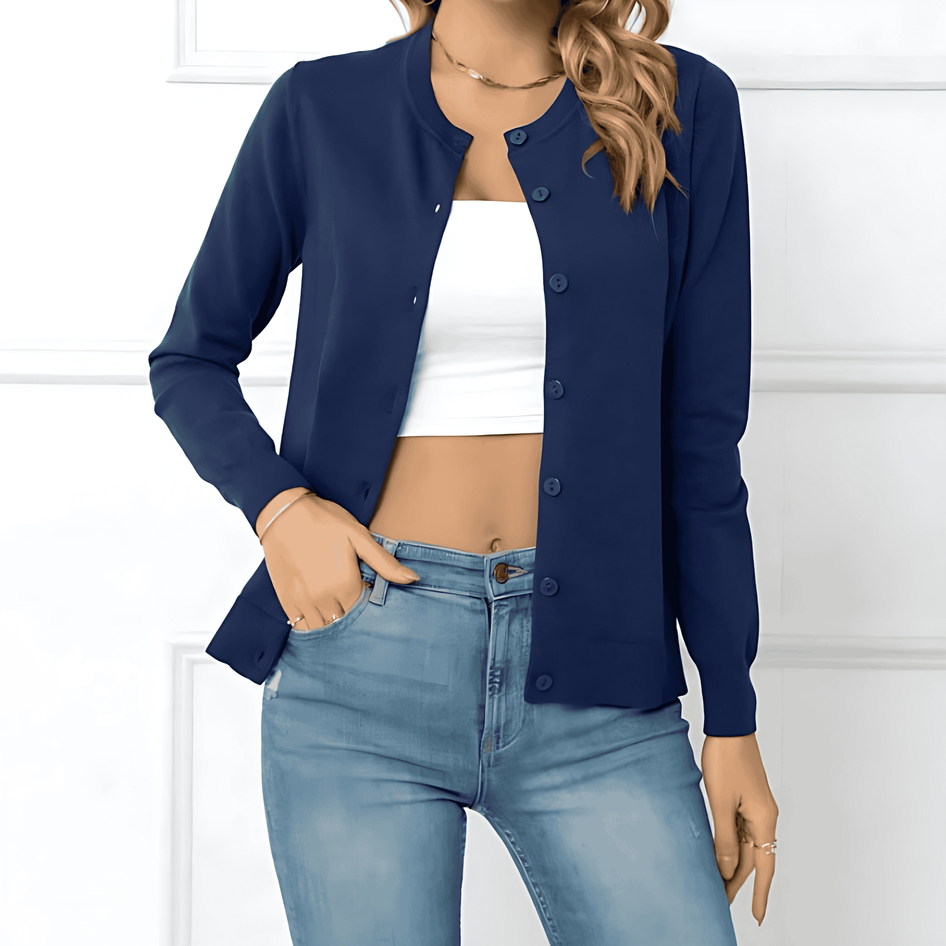 Damen - Elegante Strickjacke - Feinen Knöpfen - Weiches Material - Perfekt für jeden Anlass