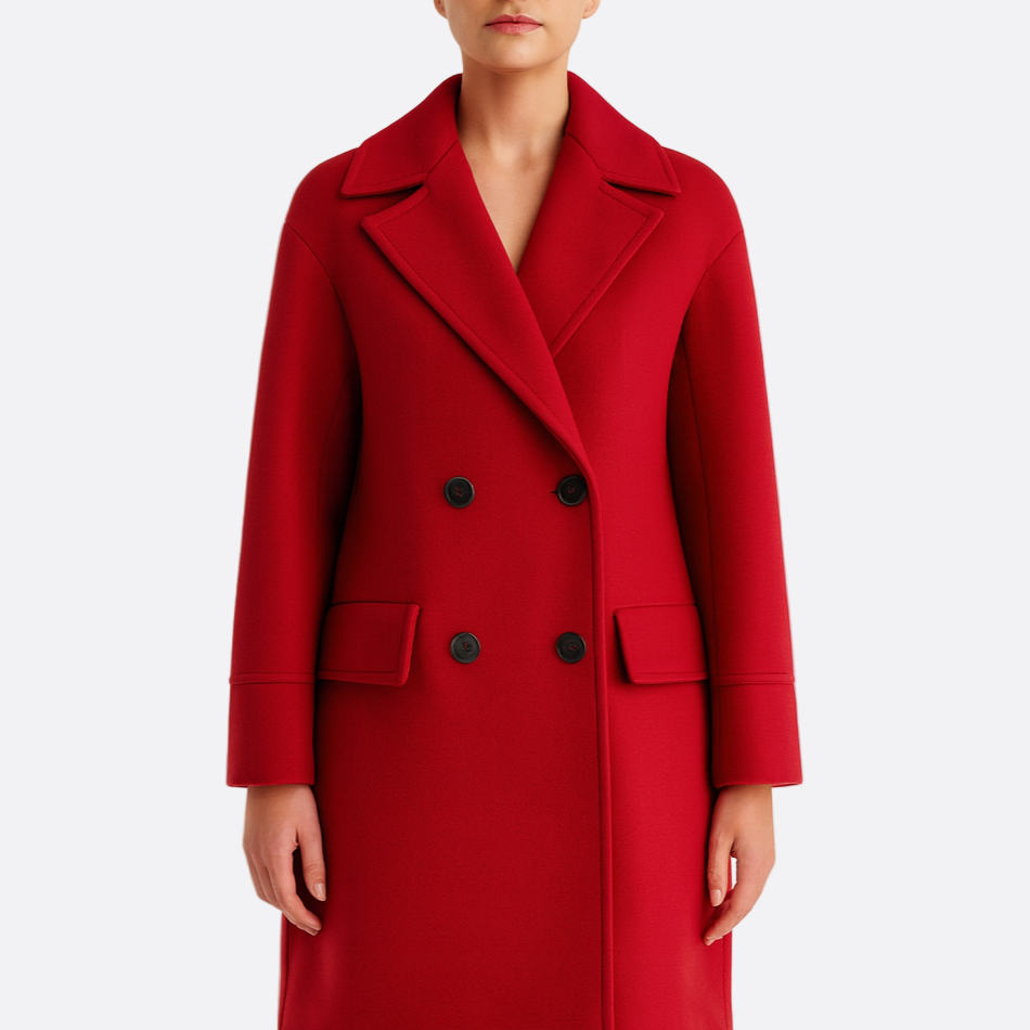 Damen - Eleganter mantel - Hochwertigem Material - Warmer Zweireiher - Stilvoller Winterlook