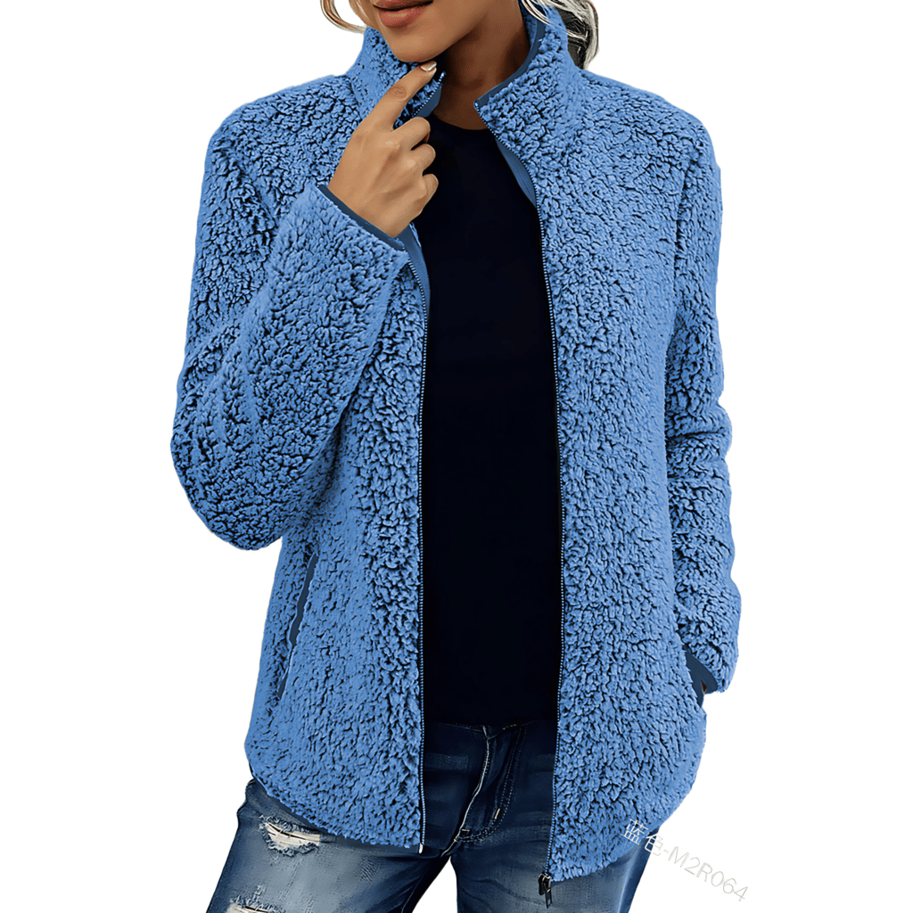 Damen - Flauschige Fleecejacke - Hoher Kragen - Weich und Warm - Perfekt für die kühlen Tage