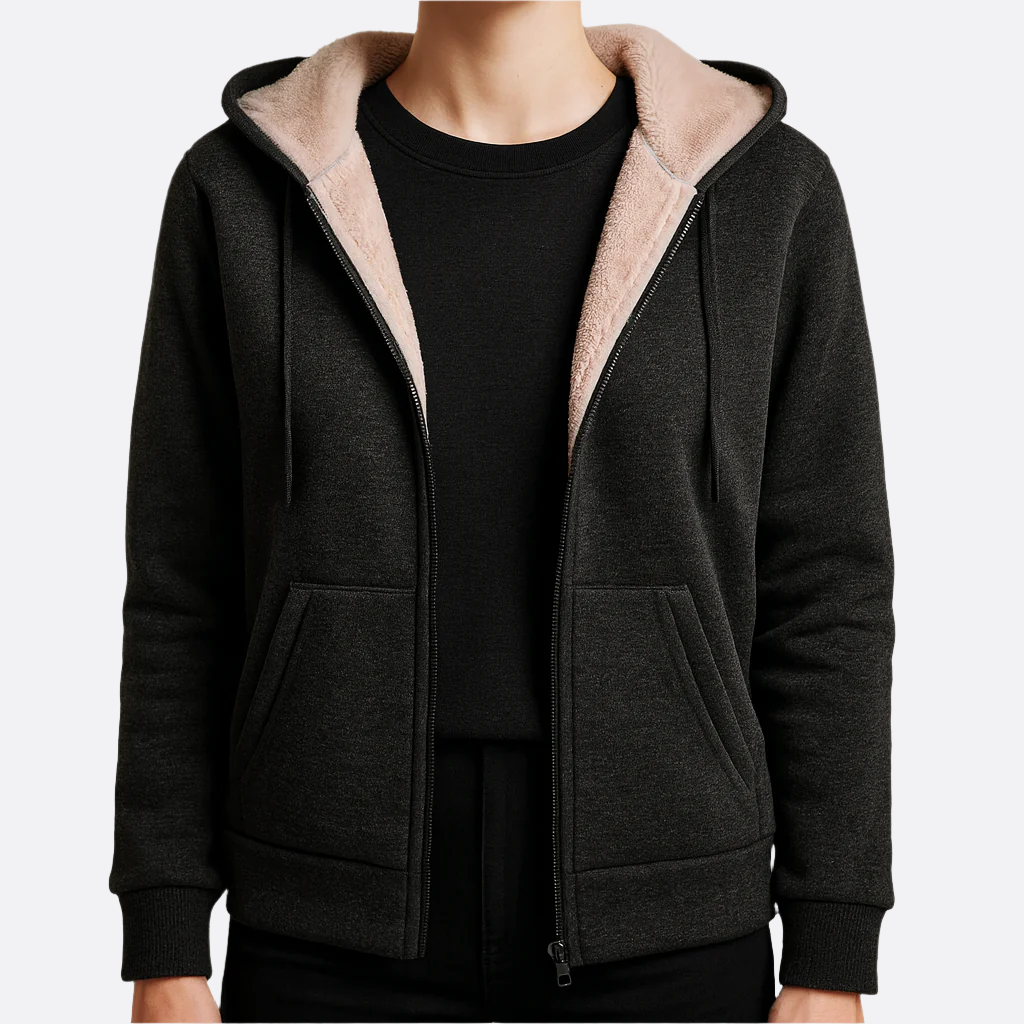 Damen - Fleecejacke mit Kapuze - Bequeme lange Ärmel - Ideale Outdoor-Begleitung für kalte Tage