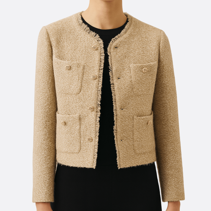 Damen - Gekürzte Jacke - Tweed - Eleganter Kurzmantel für stilvolle Anlässe - Modischer Damenmantel