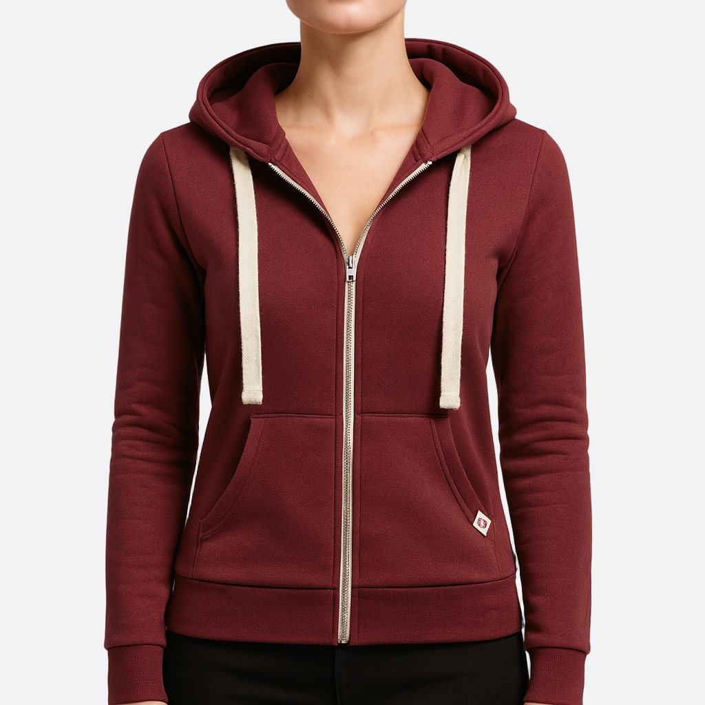 Damen - Gemütlicher Zip-Up Hoodie - Leichtem Material - Idealer Begleiter für jeden Anlass