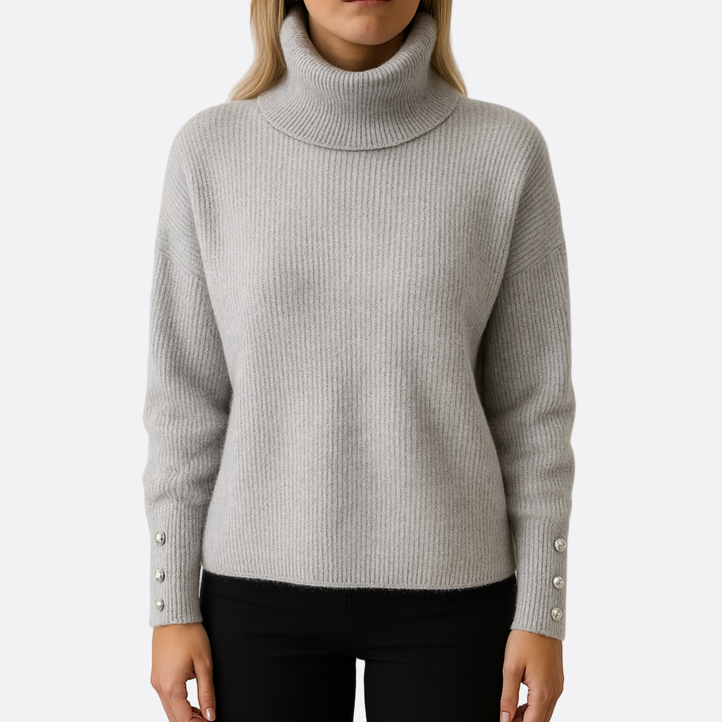 Damen - Gerippter Rollkragenpullover - Rippenstrick - Übergröße - Moderner Stil für Komfort und Eleganz