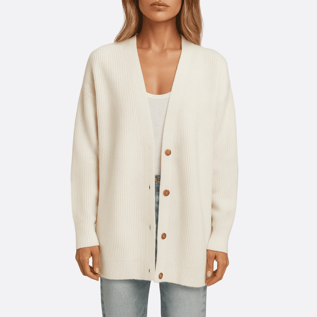 Damen - Gestreifte Strickjacke mit Knopfleiste - Weichem Strickstoff - Klassisches Design - Entspannte Passform