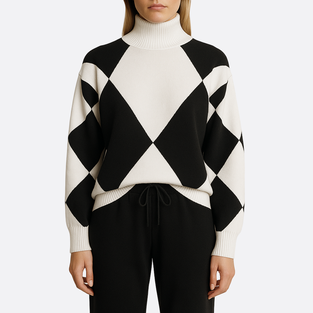 Damen - Gestrickte Winter Loungewear - Bequemer Pullover und Jogger - Gemütliche Freizeitmode für kalte Tage