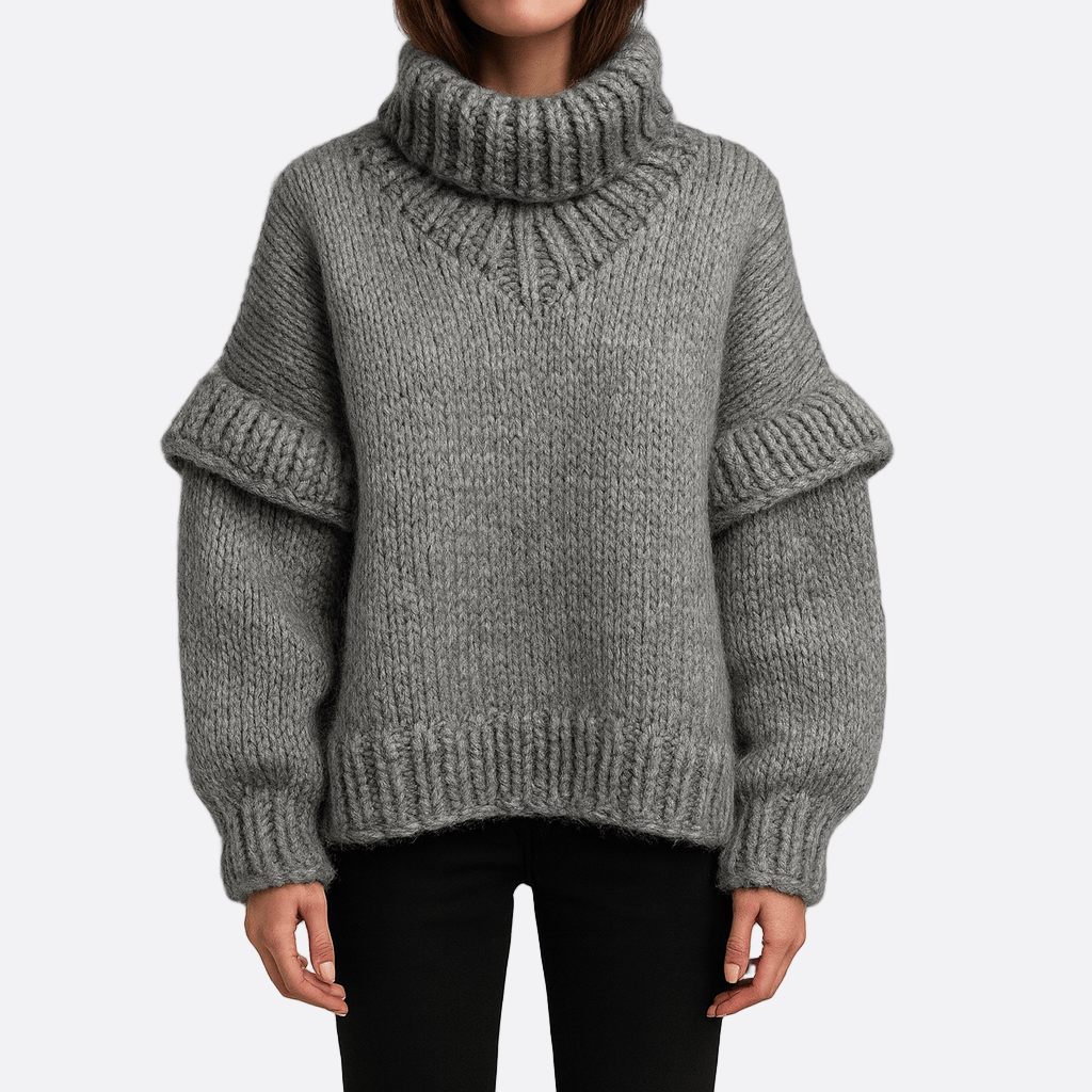 Damen - Grobstrick Rollkragenpullover - Übergröße - Bequemer und stylischer Strickpullover für jede Gelegenheit