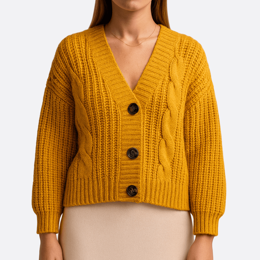 Damen - Grobstrickjacke - V-Ausschnitt - Bequemer Strickstil für jeden Anlass