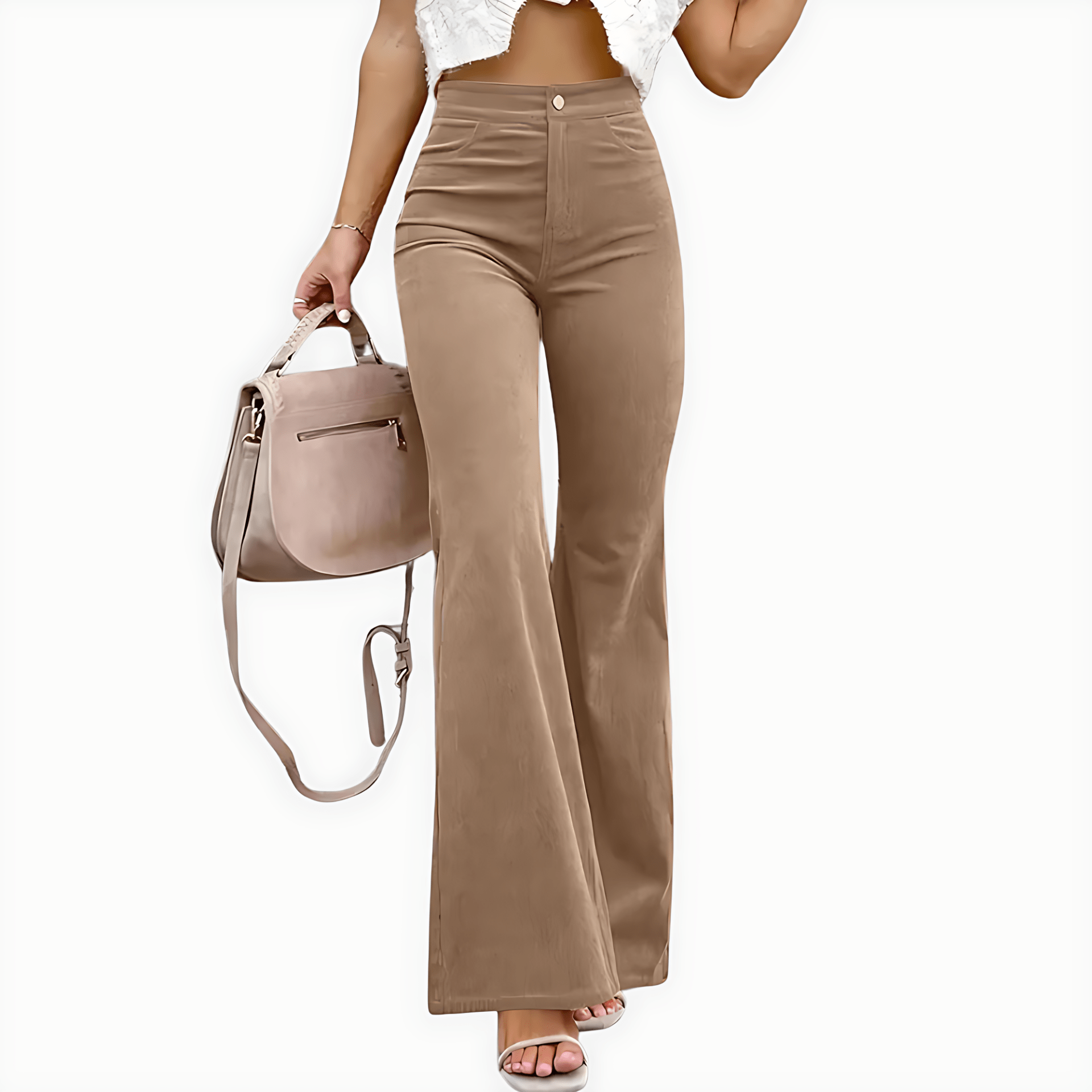 Damen - Hochtaillierte Schlaghosen - Cord Stil - Bequeme und Stilvolle Mode für Jeden Anlass