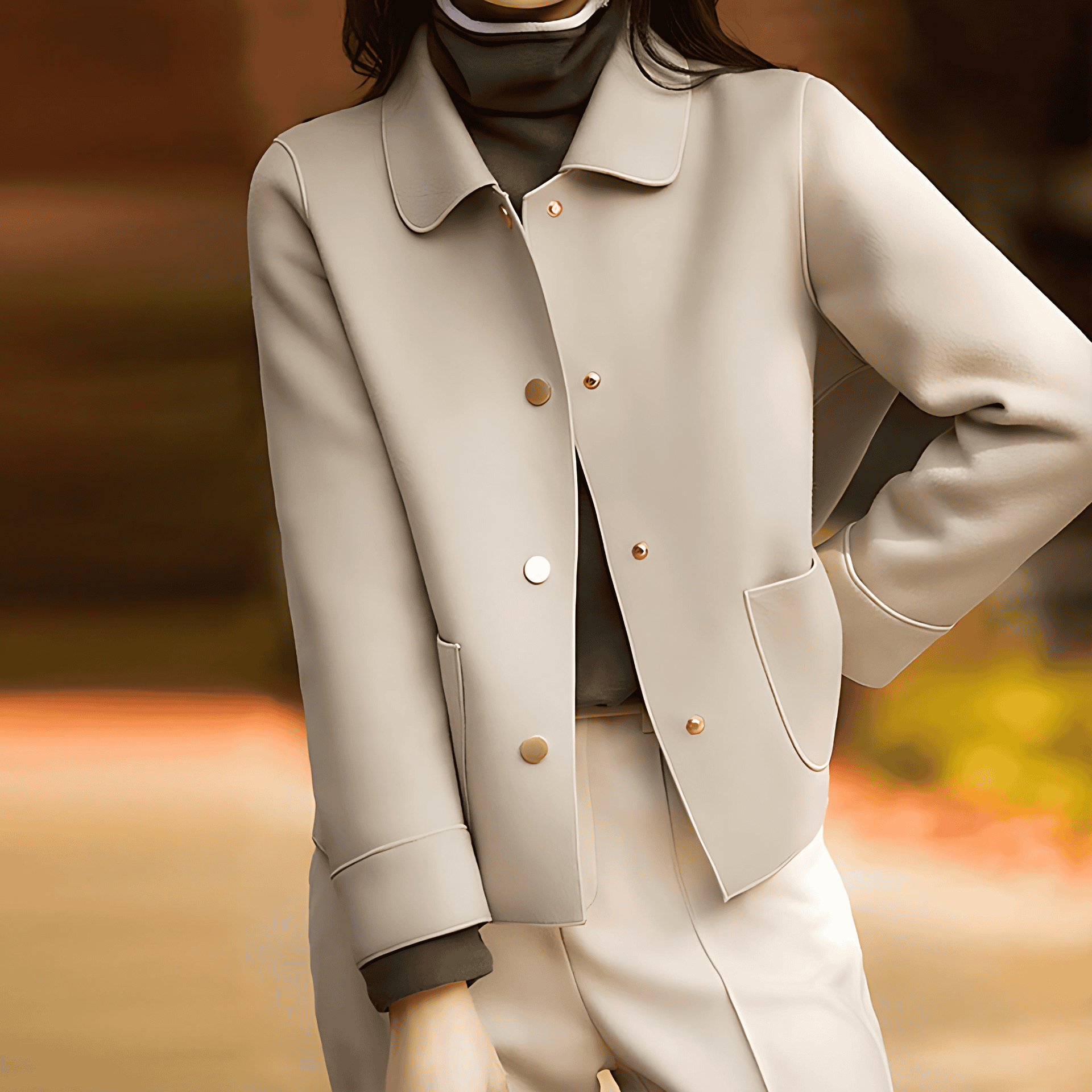 Damen - Jacke - Knopfleiste - Praktischen Taschen - Modischer Begleiter für jeden Anlass