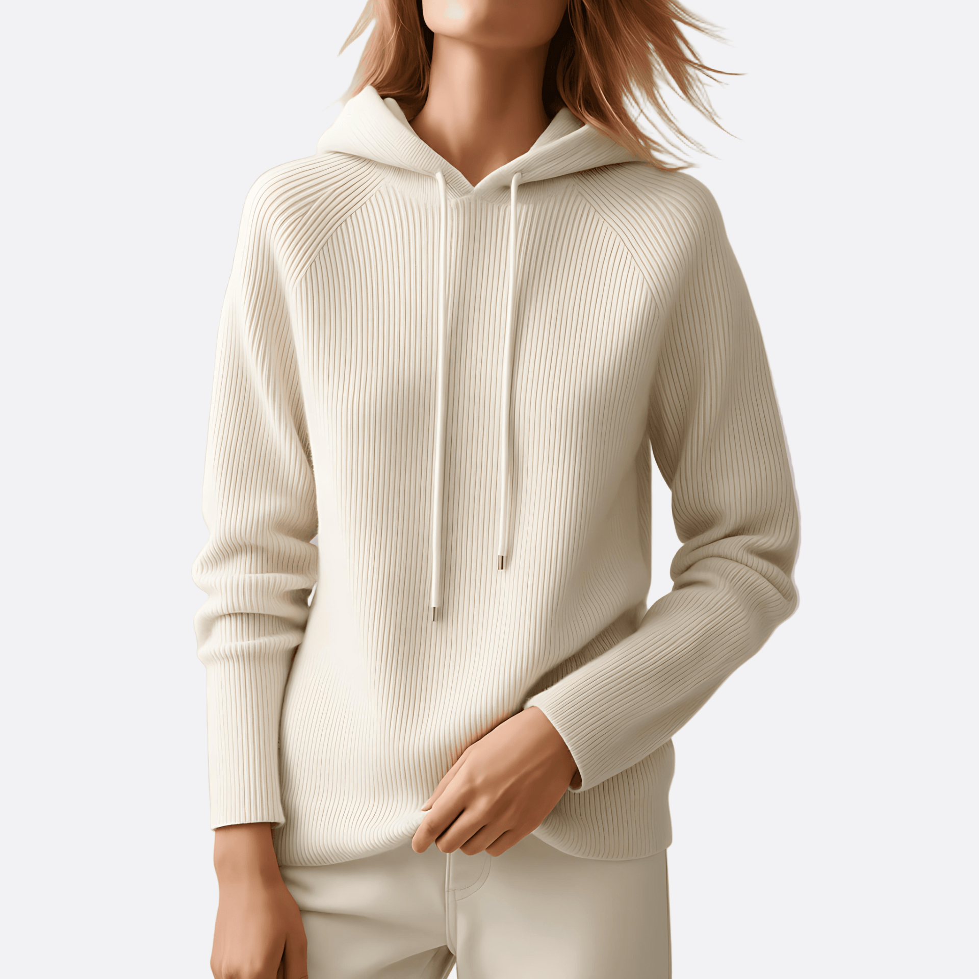 Damen - Kapuzenpullover - Entspannter Passform - Rippenstrick - Bequemer Stil für Freizeit und Alltag