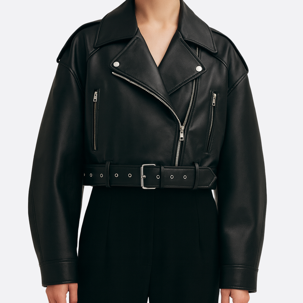 Damen - Klassische Bikerjacke - Robustes Material - Lässiger Stil - Einen zeitlosen Look