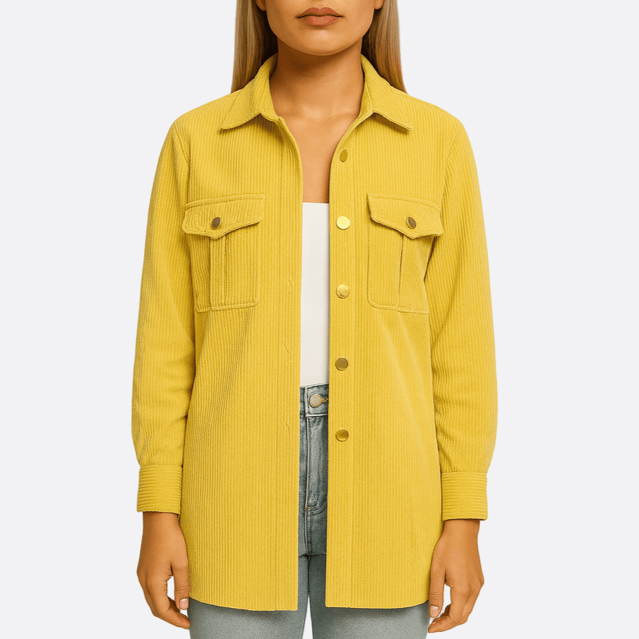 Damen - Klassische Gelbe Cordjacke - Stilvolles Design für jeden Anlass - Modischer Begleiter