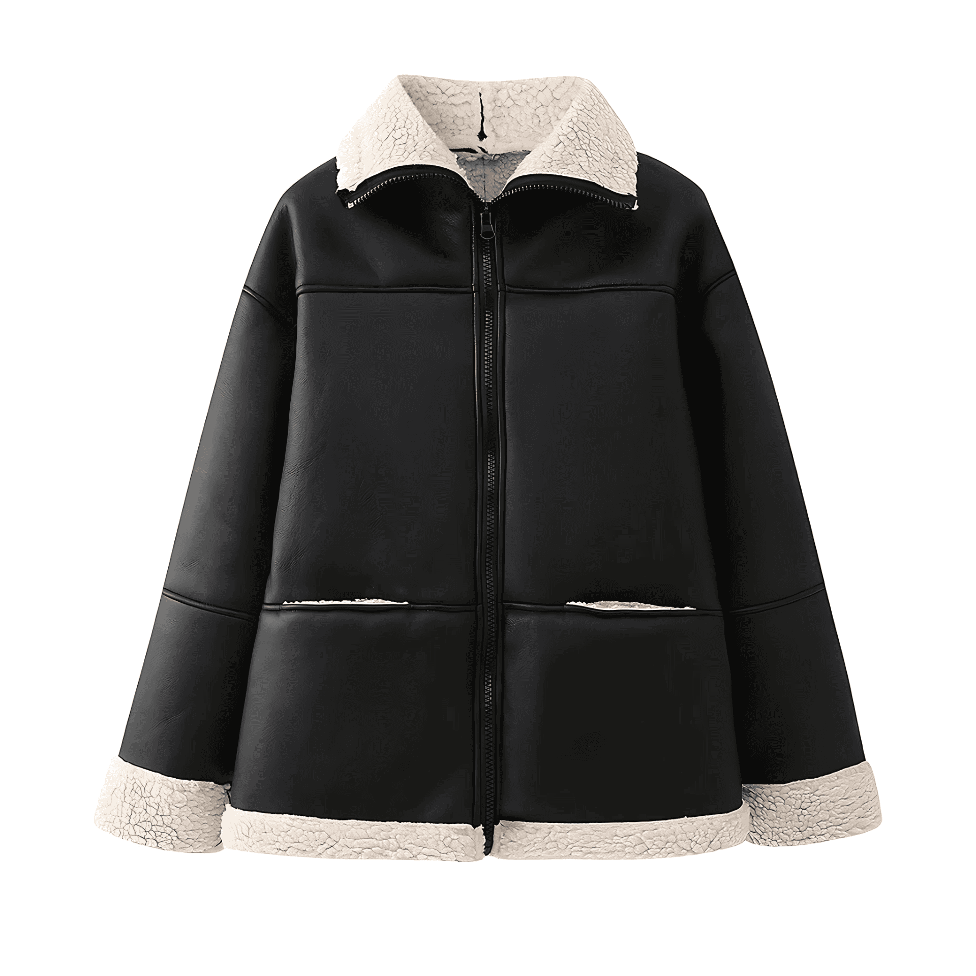 Damen - Kunstlederjacke - kuscheligem Innenfutter - Stylische jacke für jeden Anlass