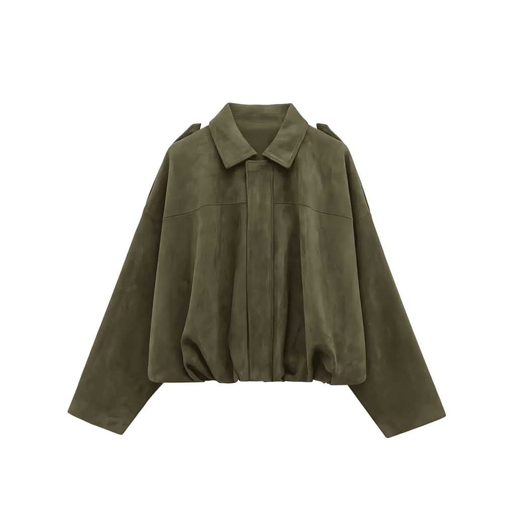 Damen - Kurze Jacke - Übergröße - Wildlederimitat - Stilvolle und Bequeme Mode für Jeden Tag