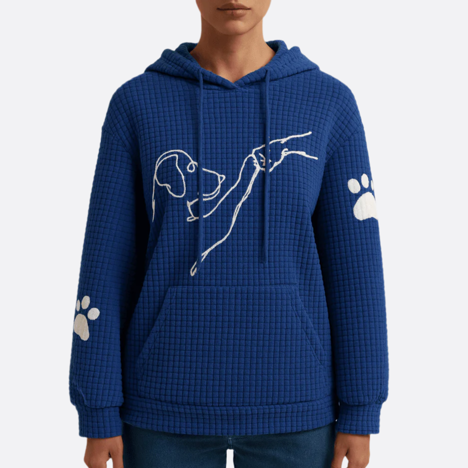 Damen - Kuscheliger Kapuzenpulli - Flauschiger Stoff - Süßem Hundeaufdruck - Bequemer und stylischer Hoodie