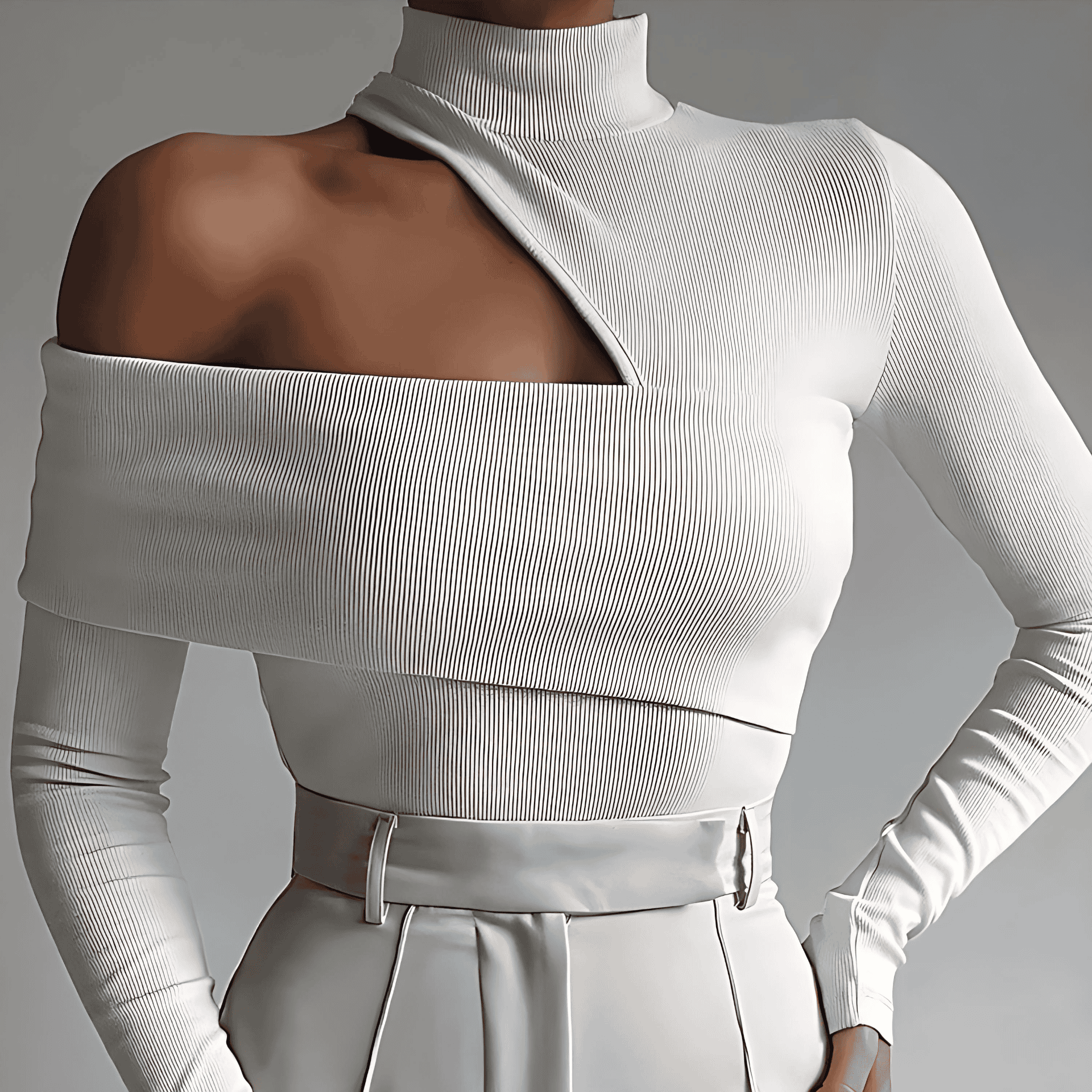 Damen - Langärmliges Stricktop - Modische Rückenausschnitte - Bequem und Trendy