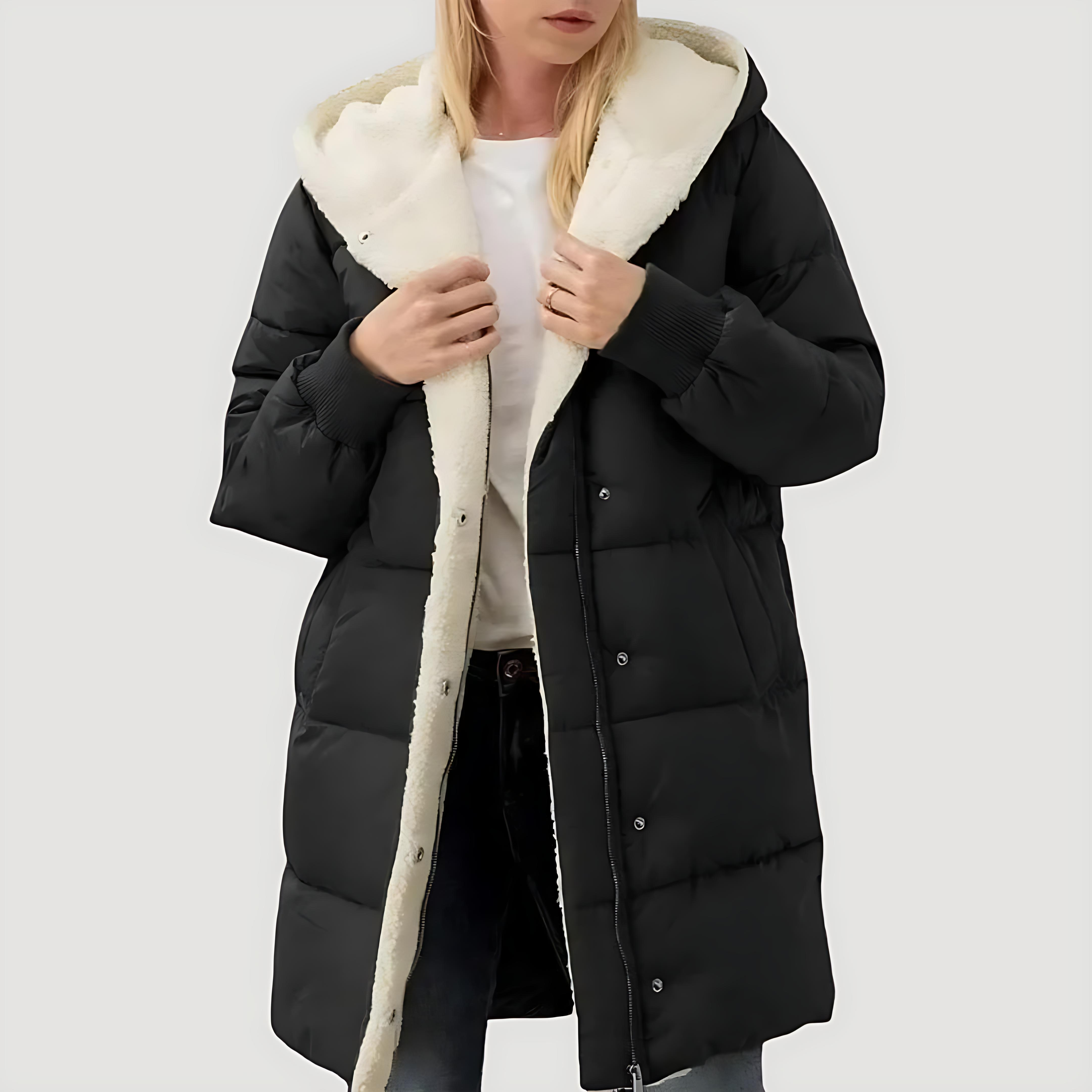 Damen - Langer Mantel - Kunstpelz Futter für kuschelige Wärme - Stilvoller Winterlook