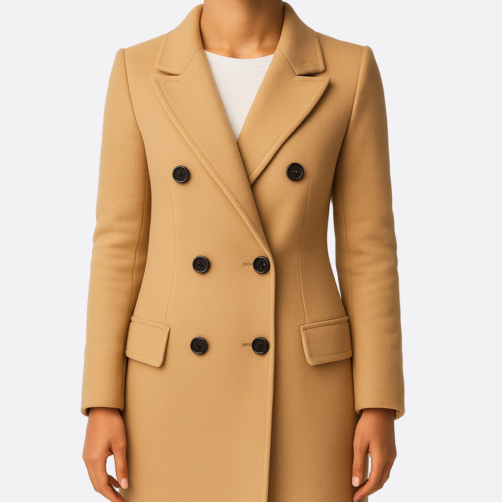 Damen - Langer Mantel mit Gürtel - Wollmischung - Eleganter, maßgeschneiderter Wintermantel für stilvolle Auftritte