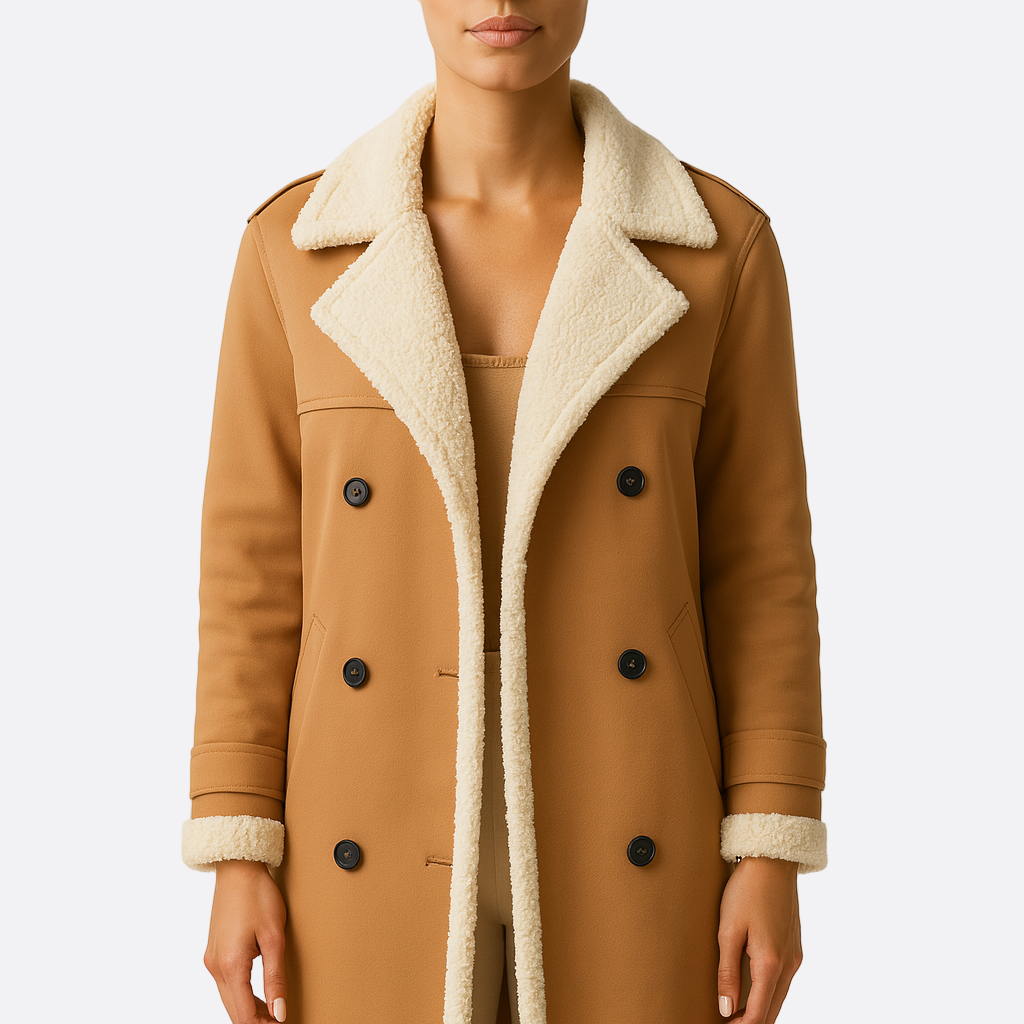 Damen - Langer warmer Wintermantel - Knopfverschluss Stil - Idealer Begleiter für kalte Tage