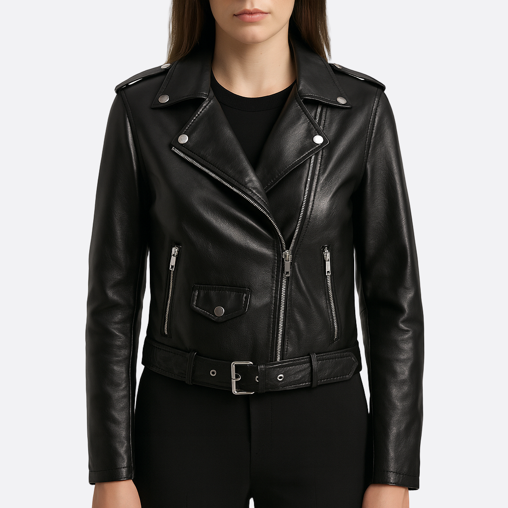 Damen - Lässige Biker Jacke - Hochwertigem Material - Reißverschluss-Design - Stylische Freizeitjacke