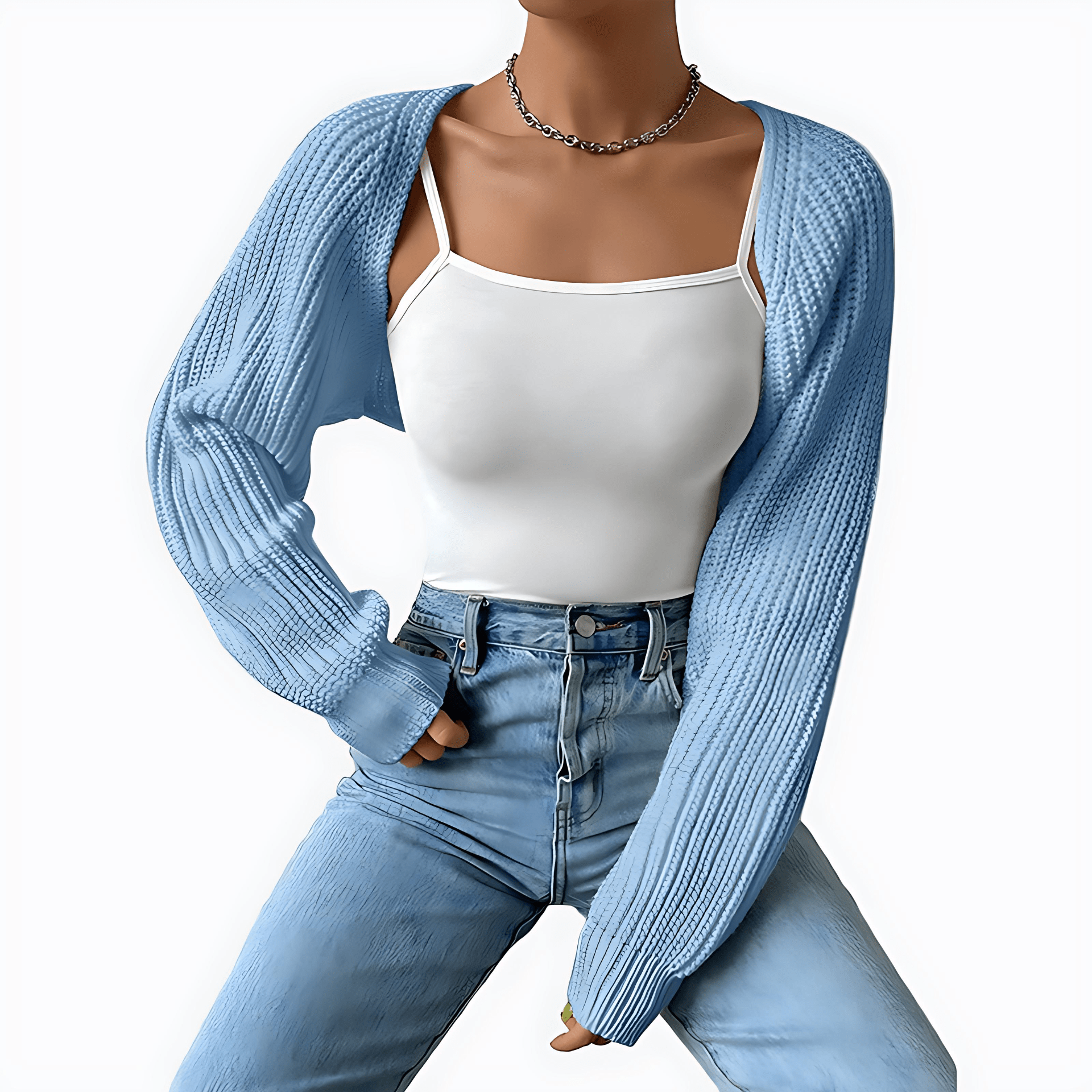 Damen - Lässige Strickjacke - Rippstrick - Bequemer Stil für jeden Anlass