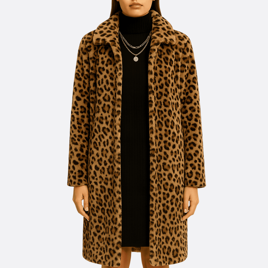 Damen - Leopard Kunstpelz Mantel - Stylisch und Gemütlich - Modischer Mantel für den Winter