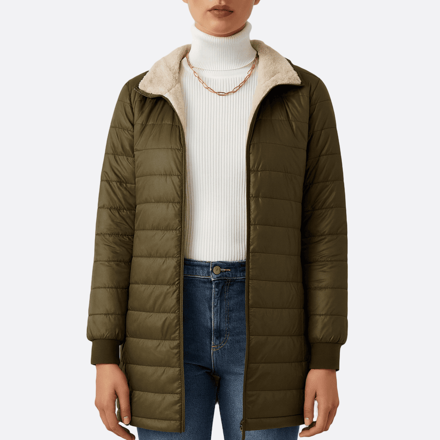 Damen - Longline Jacke - Gesteppte Entspannte Passform - Bequemer Stil für jede Gelegenheit