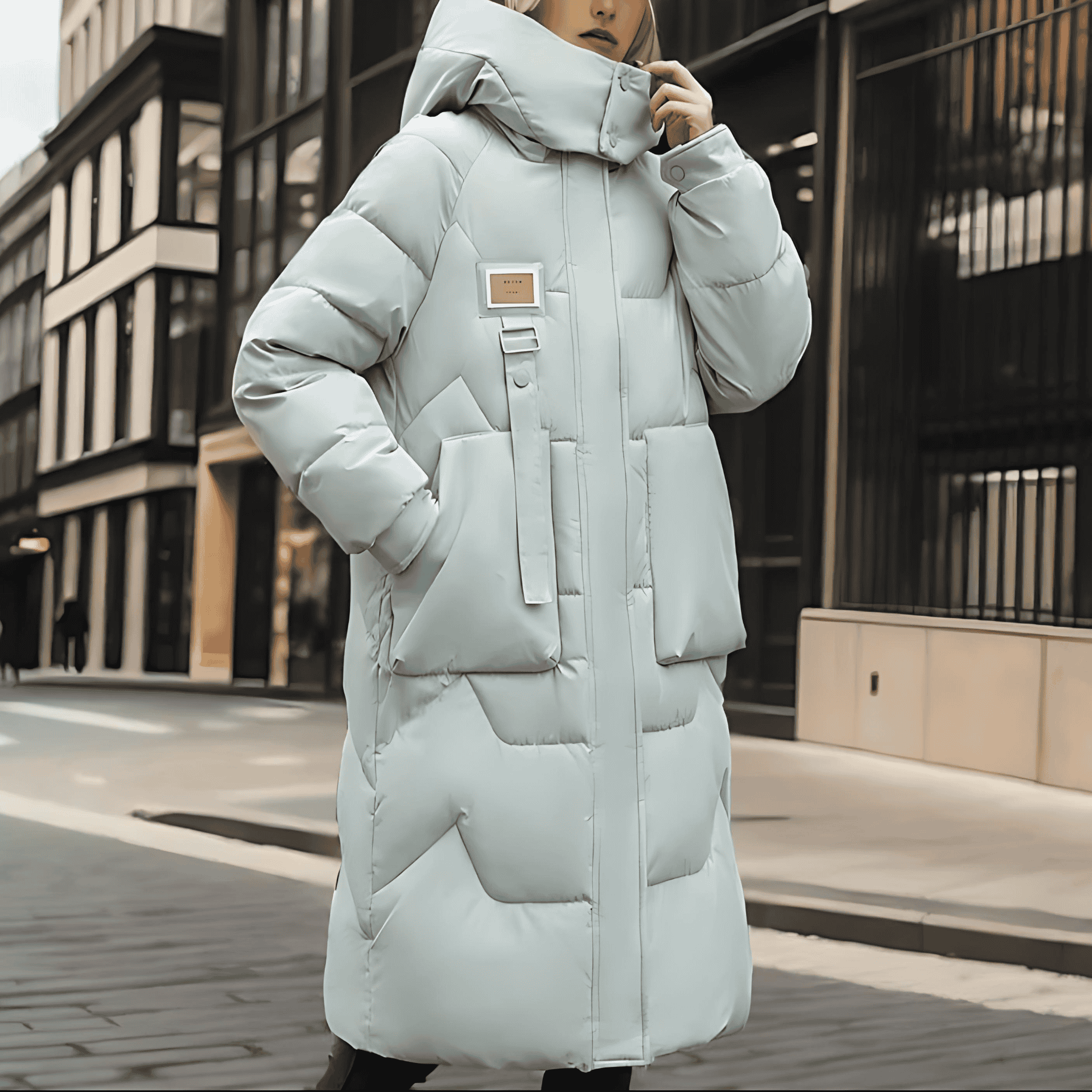 Damen - Maxi Langer gepolsterter Mantel mit Kapuze - Bequem und stilvoll für kalte Tage