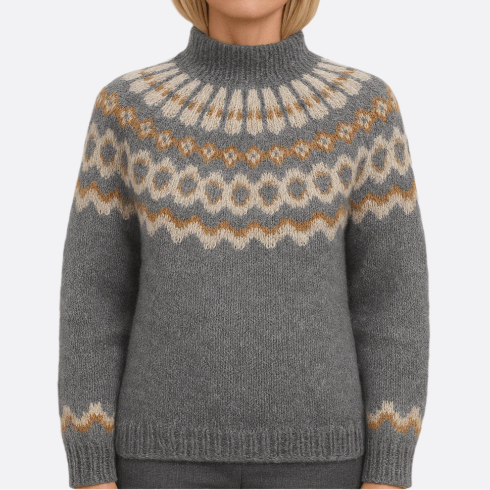 Damen - Norwegischer Strick - Rollkragenpullover - Gemütlicher Wollmix - Perfekt für kalte Tage