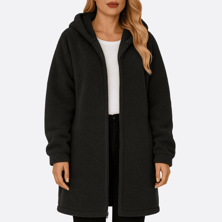 Damen - Plüsch-Kapuzenjacke - Übergroßer Schnitt - Bequeme und Stylische Jacke für jeden Anlass