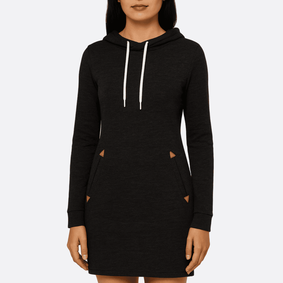 Damen - Pulloverkleid - Kuschelige Kapuze - Praktische Taschen - Bequem und Stylisch für den Alltag