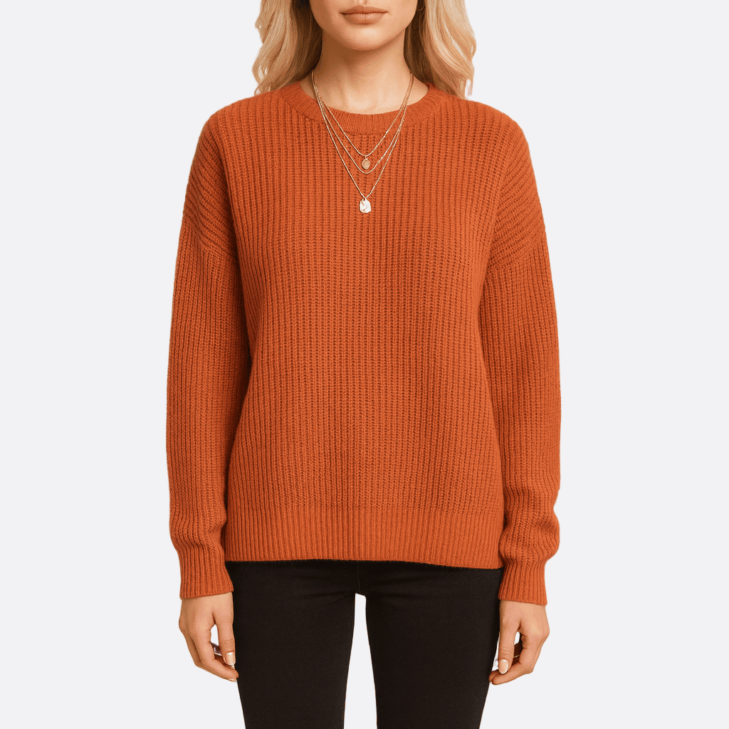 Damen - Pullover mit Rippenstrick - Acrylfasermischung - Lockere Passform - Vielseitiger Stil für jede Gelegenheit