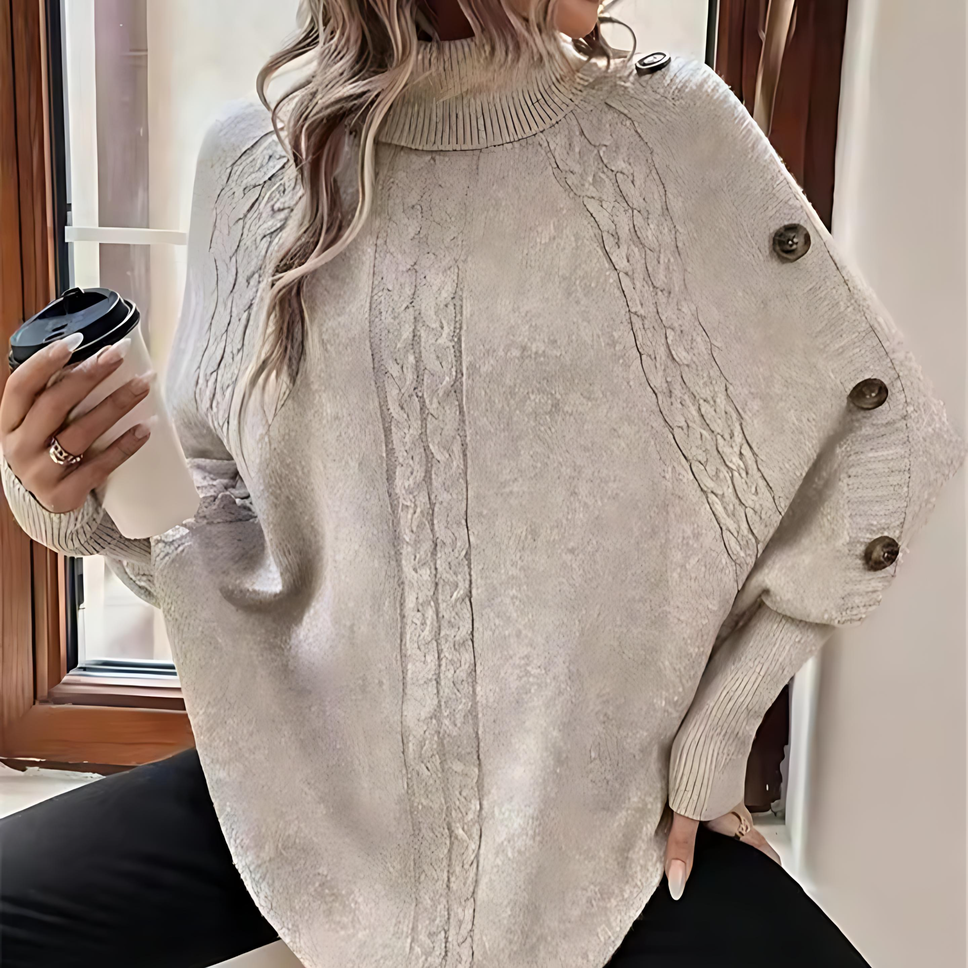 Damen - Rollkragenpullover - Übergröße - Weiche Wollmischung - Bequeme und Stilvolle Mode