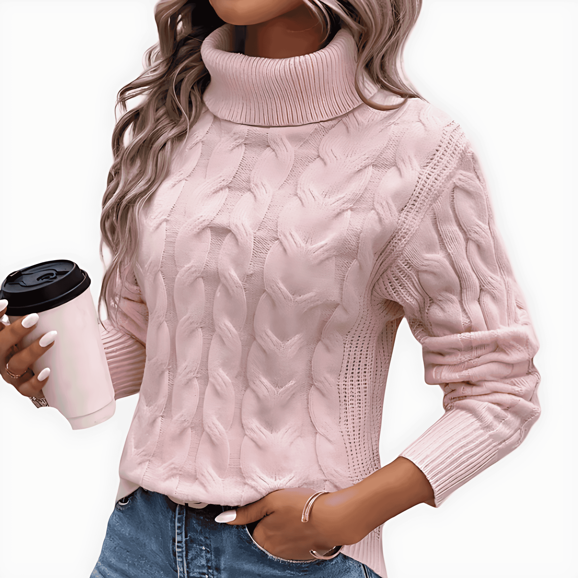 Damen - Rollkragenpullover - Zopfstrick - Eleganter und warmer Damenpullover für jeden Anlass