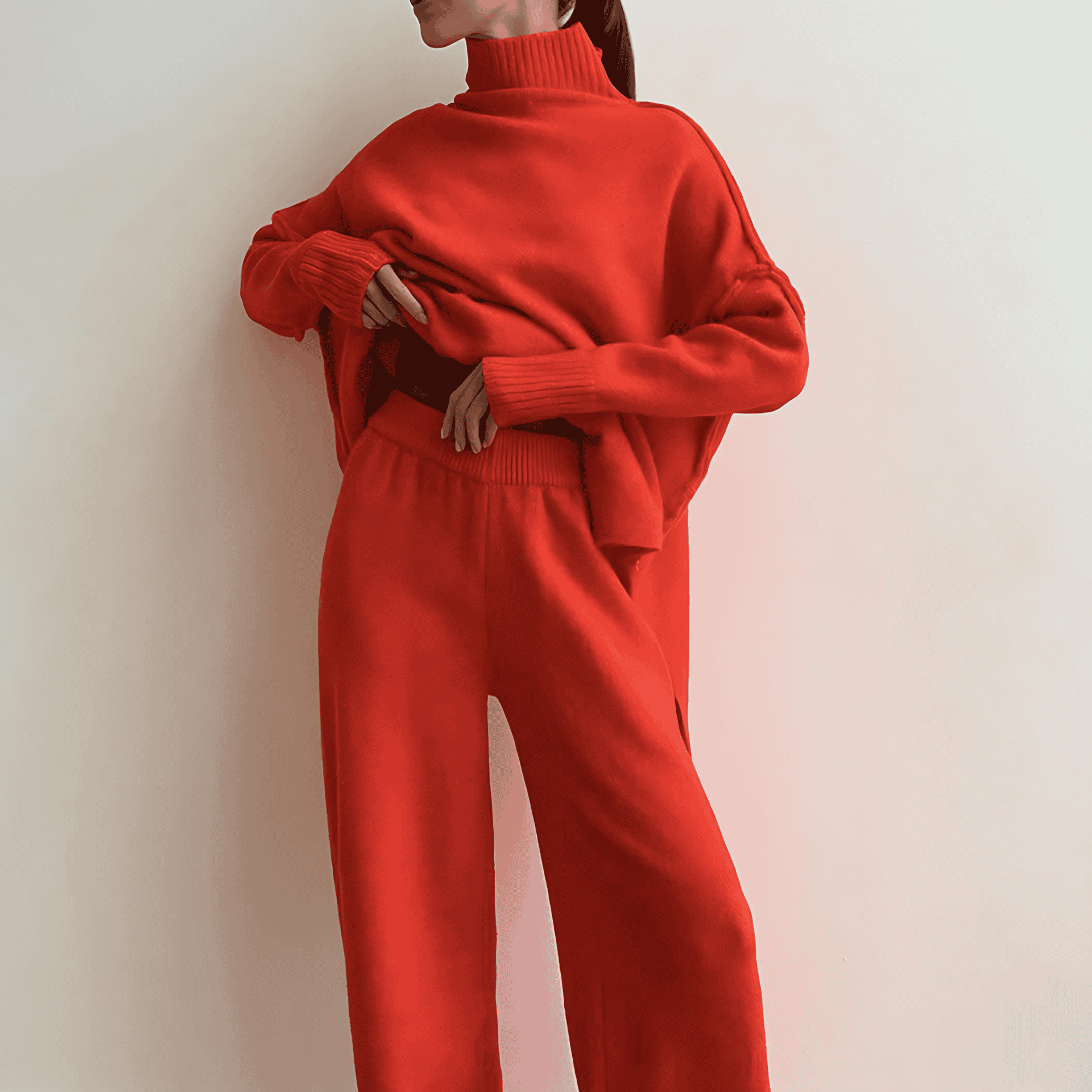 Damen - Rollkragenpullover Set - Kuscheliger Stoff - Bequeme Mode für kalte Tage