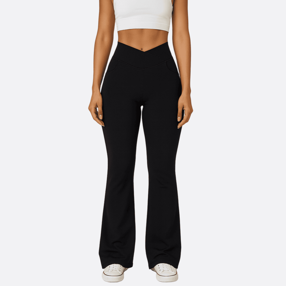 Damen - Schlaghosen mit hoher Taille - Einzigartigen überkreuzten für trendbewusste Outfits