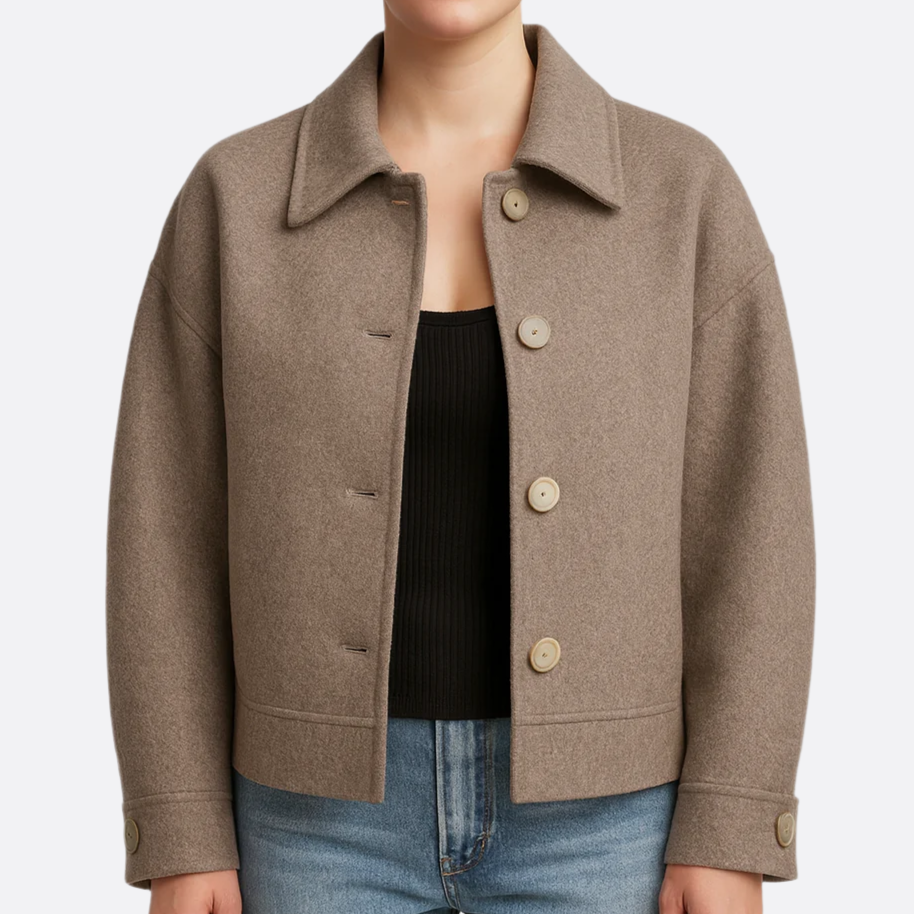 Damen - Stilvolle Jacke - Wollmischung - Übergroße Passform  - Elegante Mode für jeden Anlass