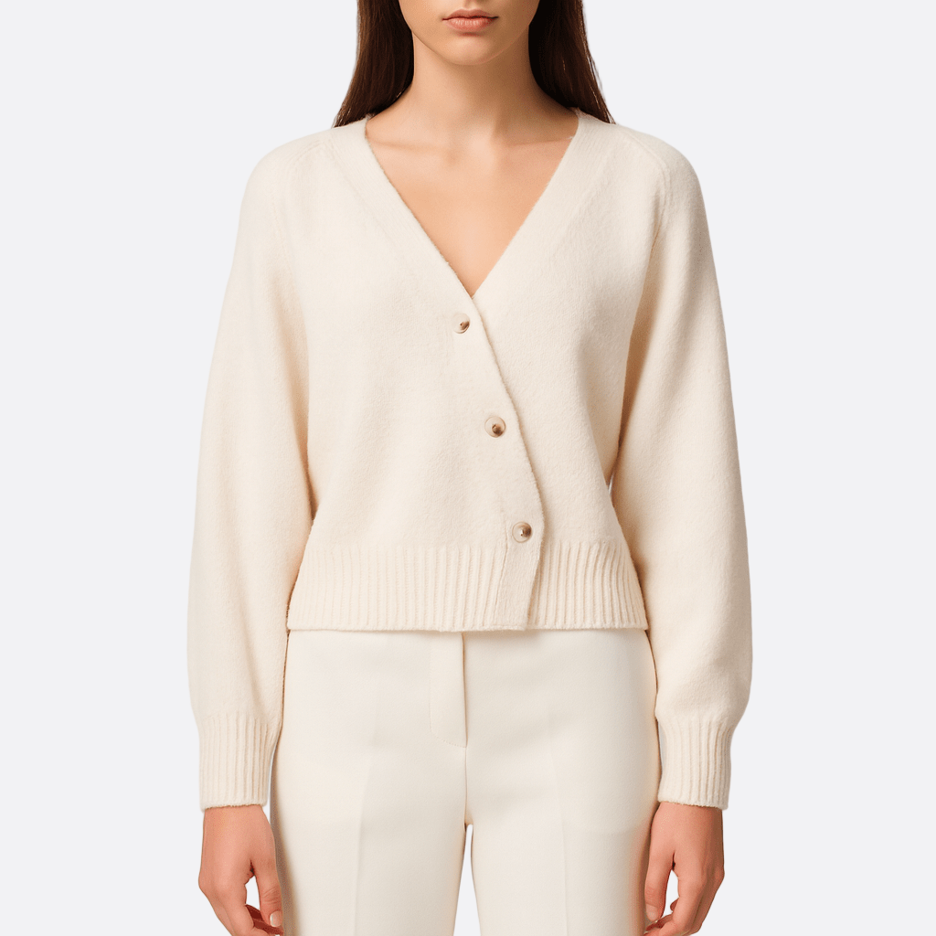 Damen - Strickjacke - Klobigem V-Ausschnitt - Bequeme Knopfjacke für stilvolle Looks