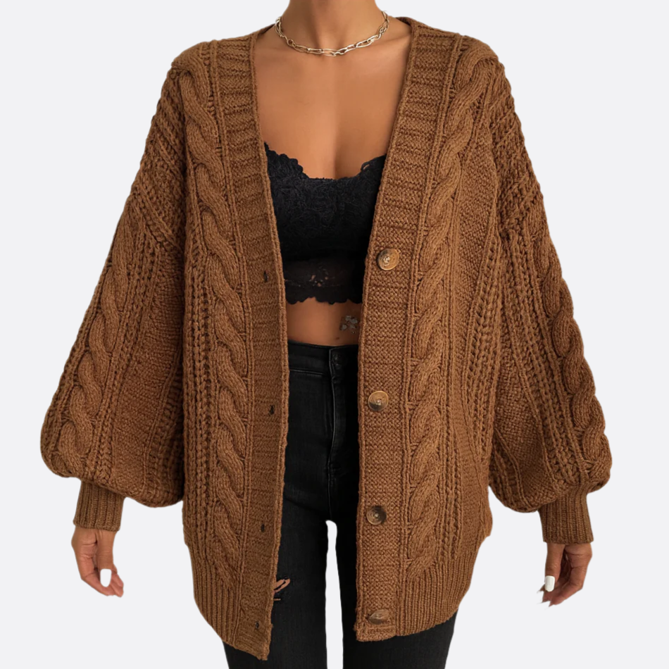 Damen - Strickjacke - Zopfmuster - Bequeme Strickwaren für jeden Anlass - Gemütlicher Style