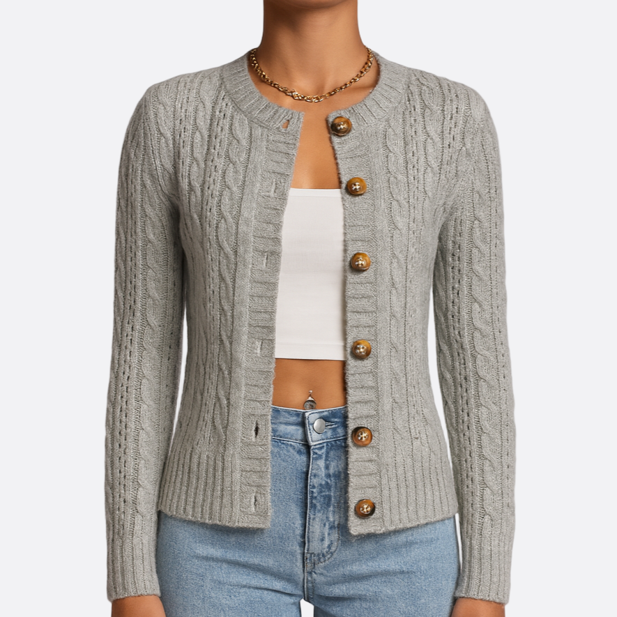 Damen - Strickjacke mit Knopfverschluss - Weiches Material - Optimalen Komfort - Modische Strickmode