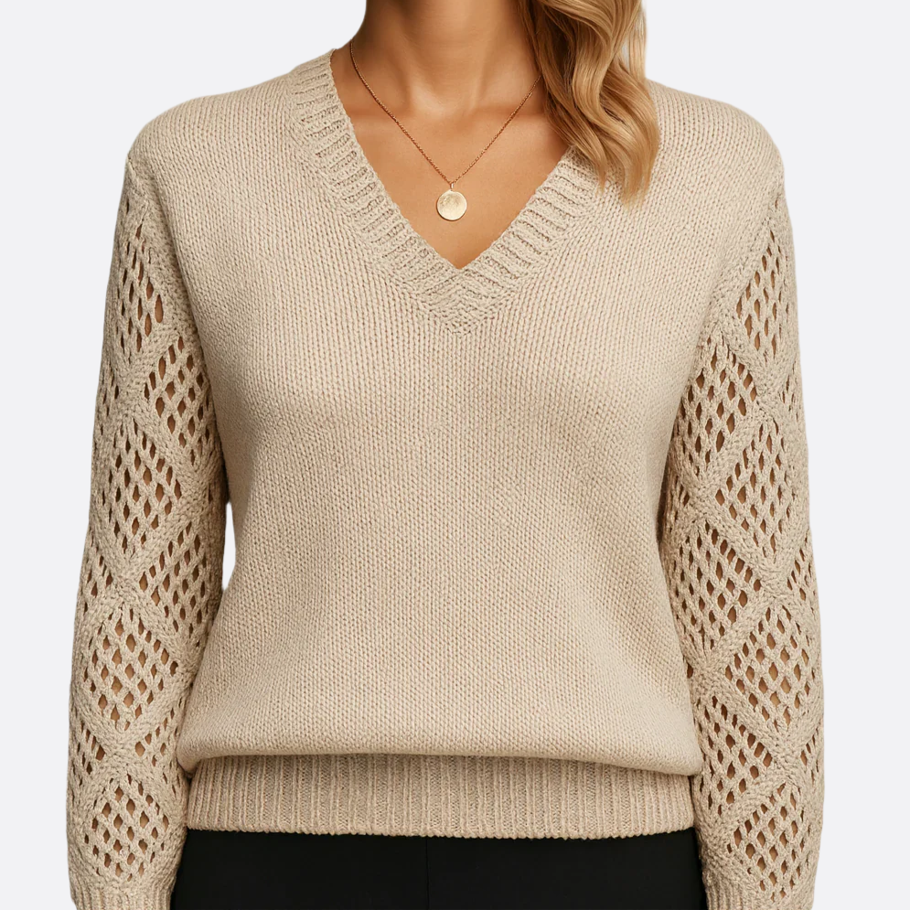 Damen - Strickpullover - V-Ausschnitt - Weiches Acryl-Mischgewebe - Bequem und Stilvoll