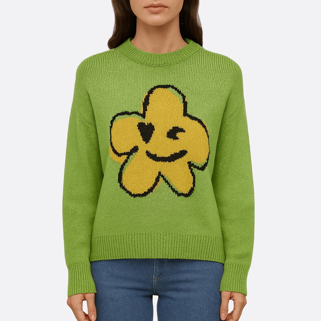Damen - Strickpullover - Baumwollmischung - Florales Design - Bequemer, stylischer Pullover für jeden Anlass